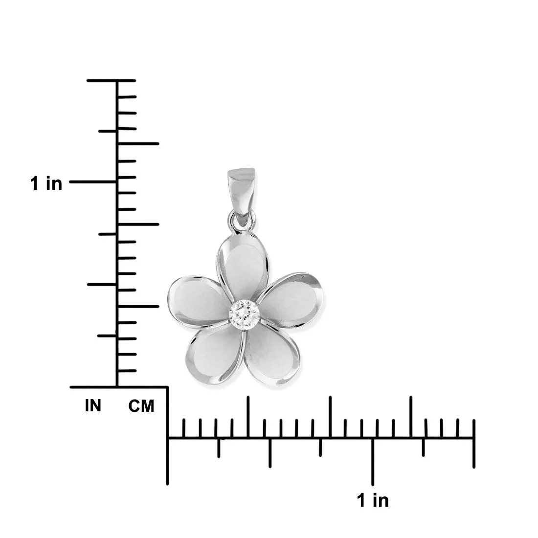 Sterling Silver 19mm Plumeria Pendant Necklace, 16 2" Extender