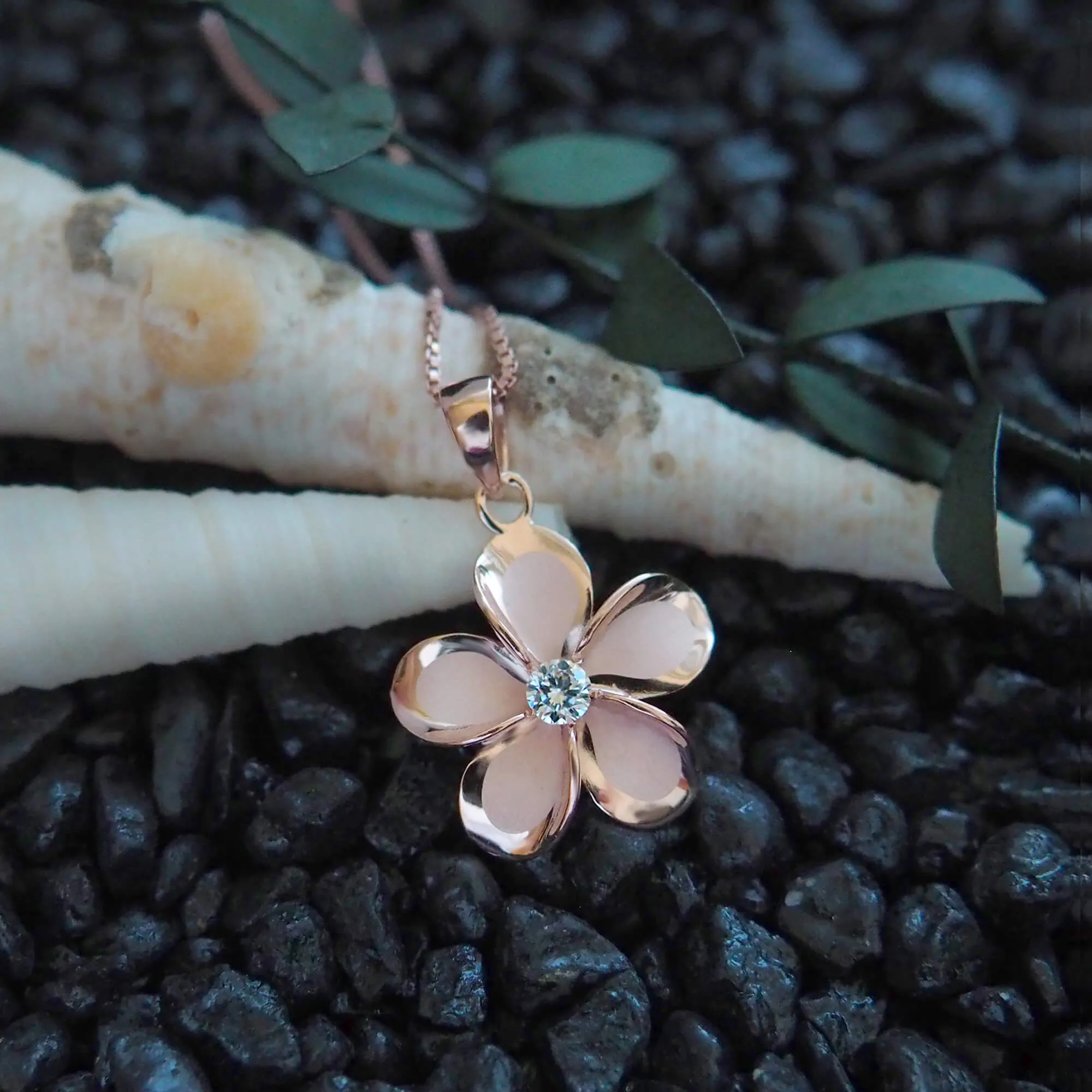 Sterling Silver 19mm Plumeria Pendant Necklace, 16 2" Extender