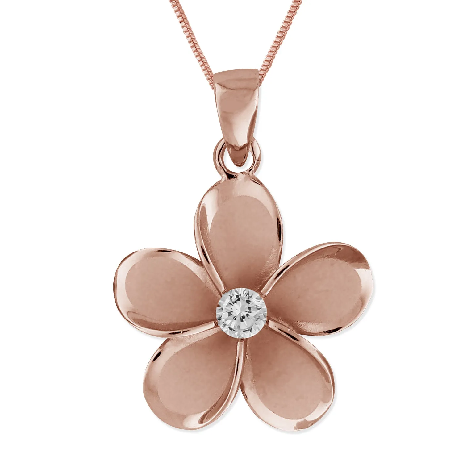 Sterling Silver 19mm Plumeria Pendant Necklace, 16 2" Extender