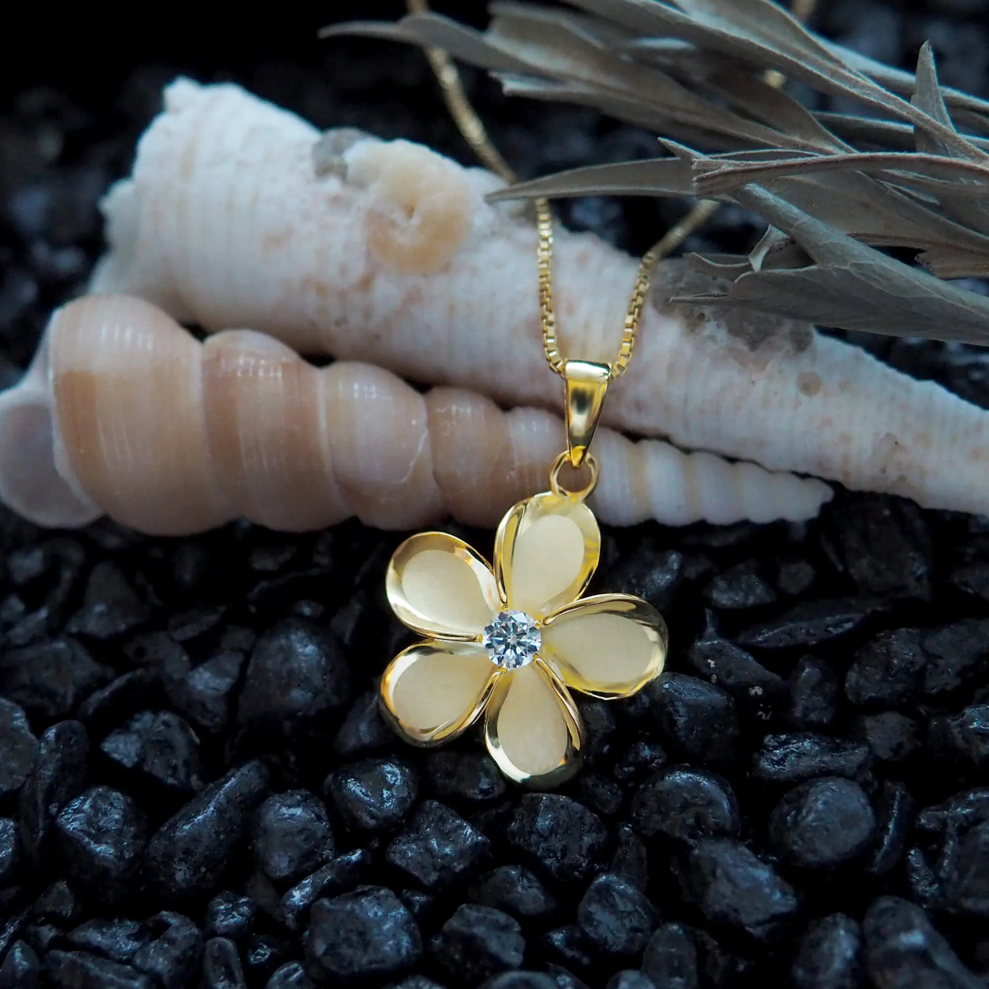 Sterling Silver 19mm Plumeria Pendant Necklace, 16 2" Extender