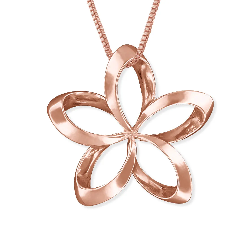 Sterling Silver 24mm Open Plumeria Pendant Necklace, 16 2" Extender