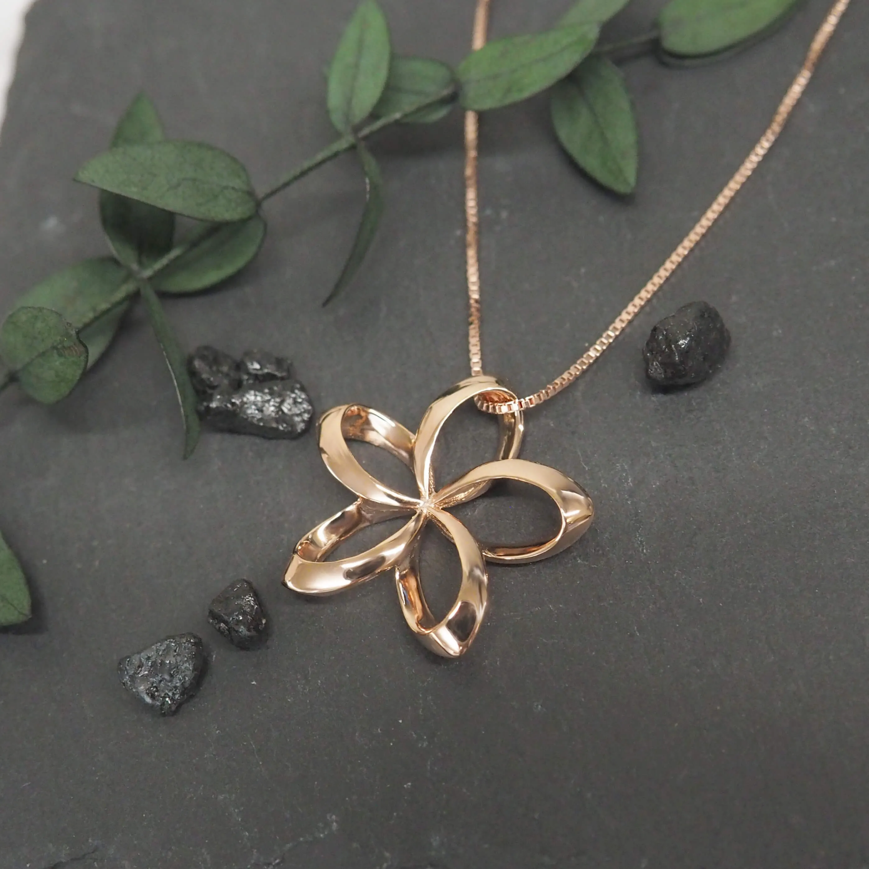 Sterling Silver 24mm Open Plumeria Pendant Necklace, 16 2" Extender