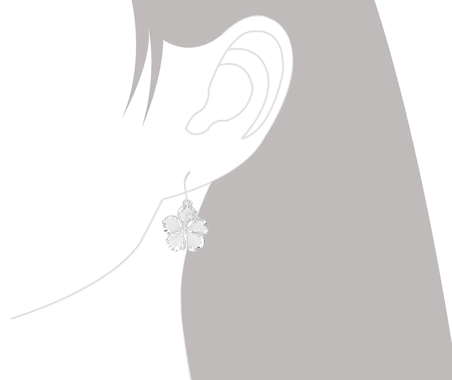 Sterling Silver 5/8 Inch Hibiscus Dangle Earrings