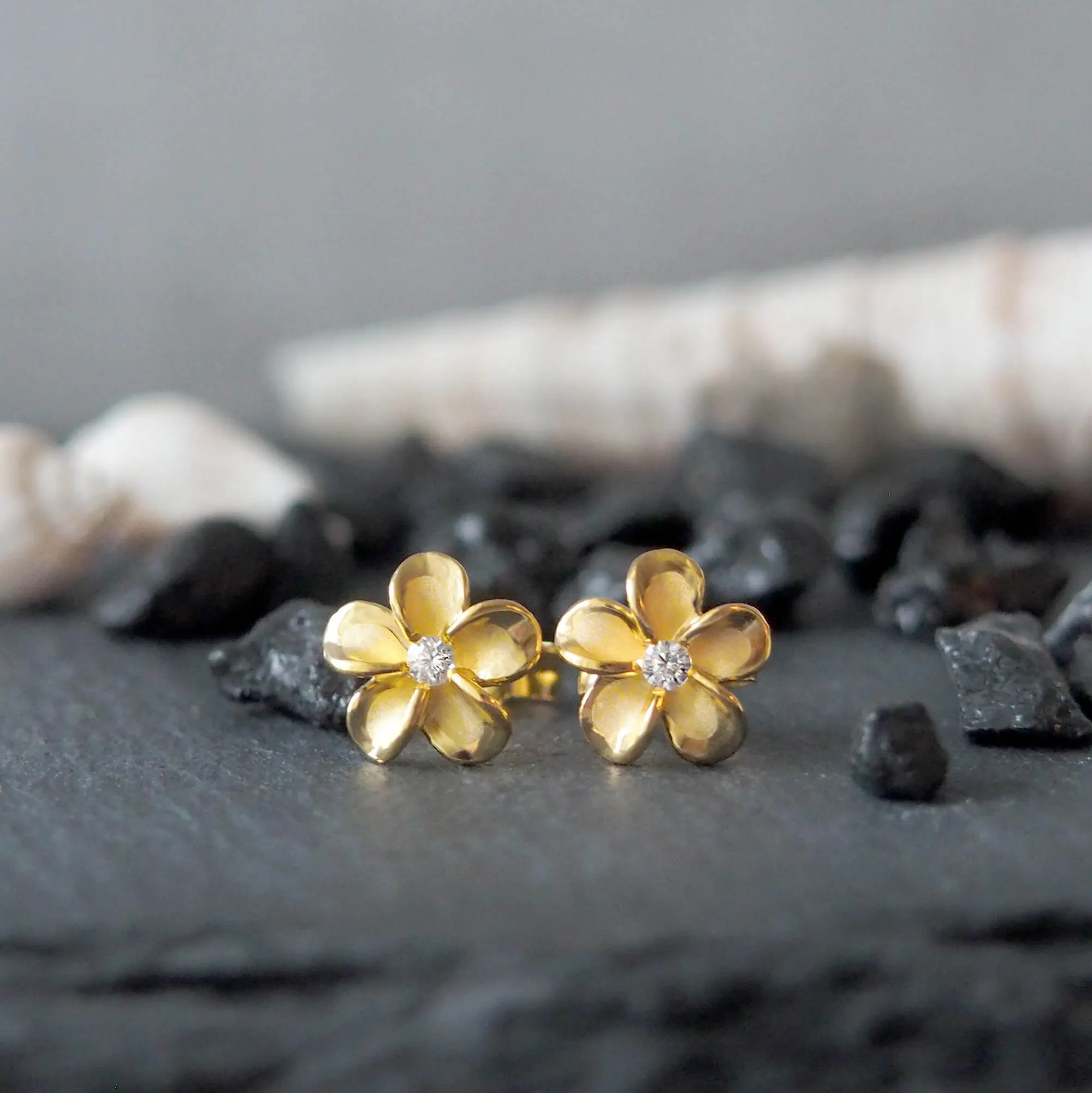Sterling Silver 7mm Plumeria Stud Earrings