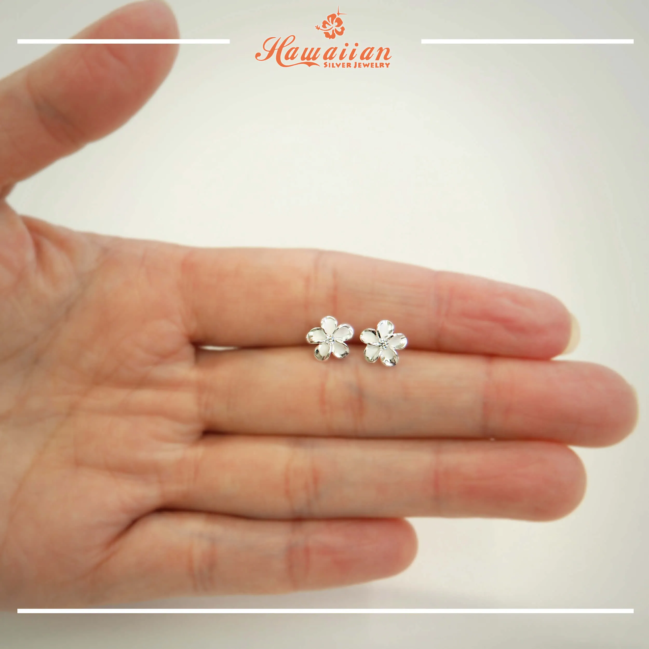 Sterling Silver 7mm Plumeria Stud Earrings