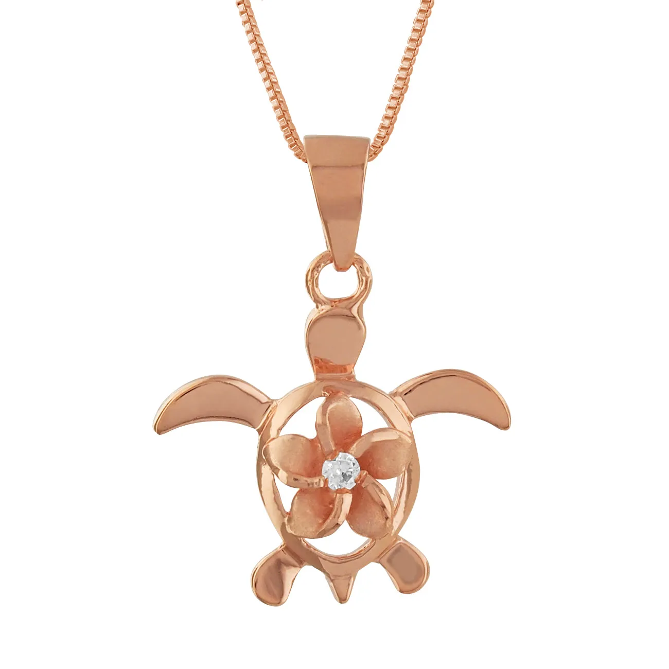 Sterling Silver Turtle Plumeria Pendant Necklace, 16" 2