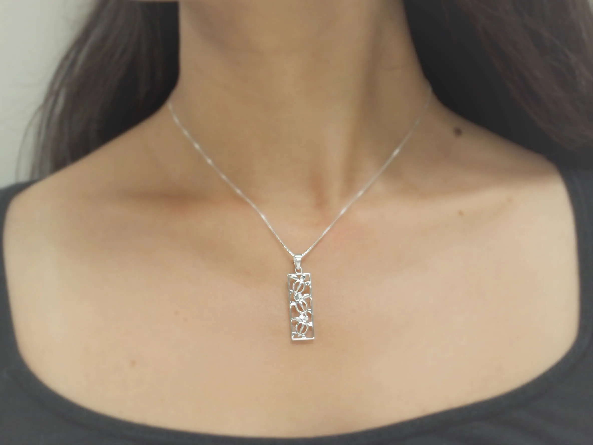 Sterling Silver Turtle Vertical Bar Pendant Necklace, 16 2" Extender