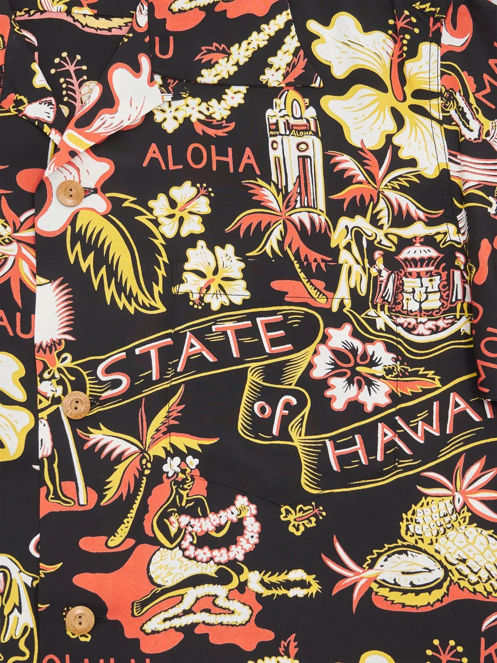 Sun Surf State Of Hawaii Hawaiian Shirt Black
