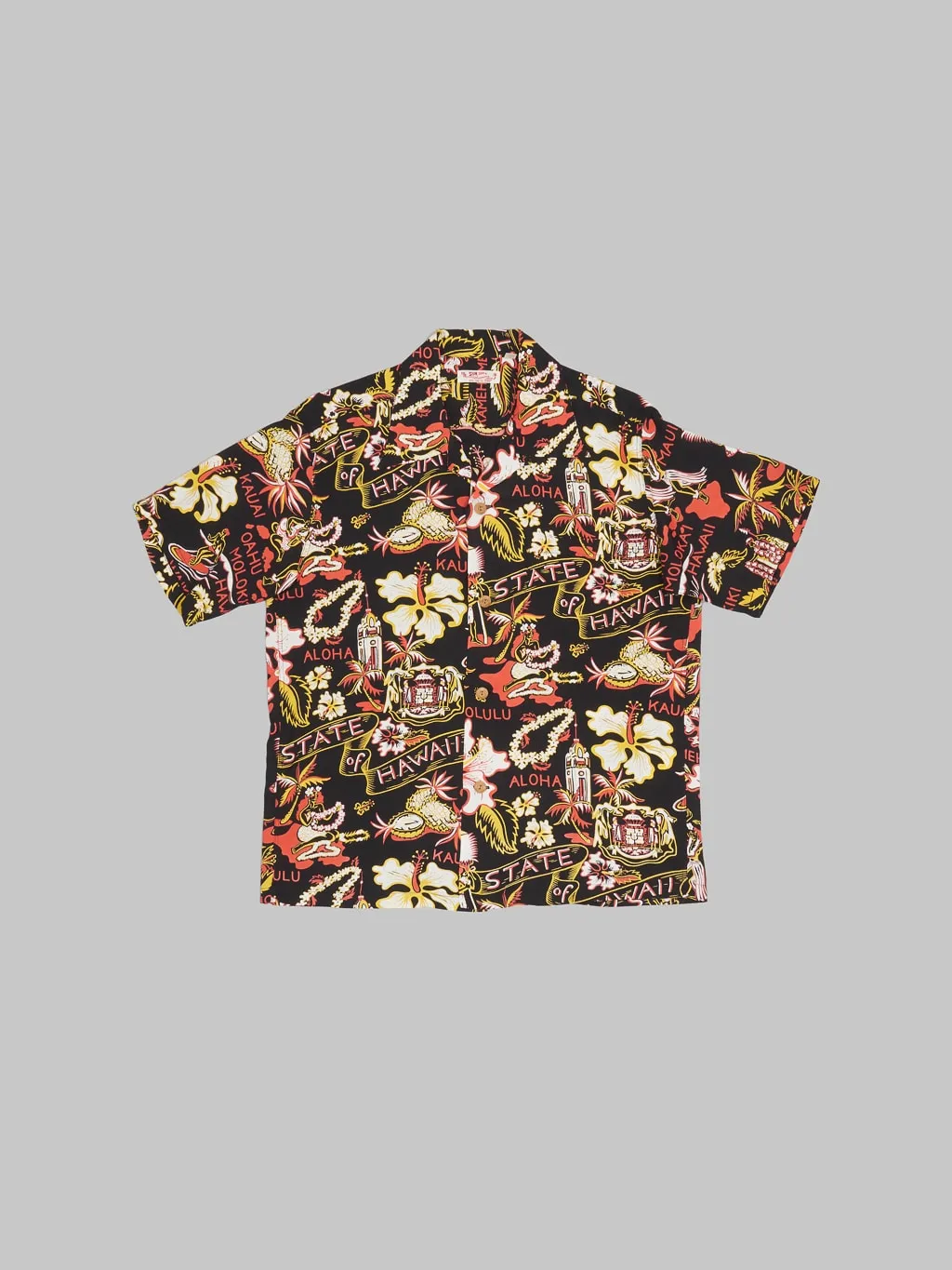 Sun Surf State Of Hawaii Hawaiian Shirt Black