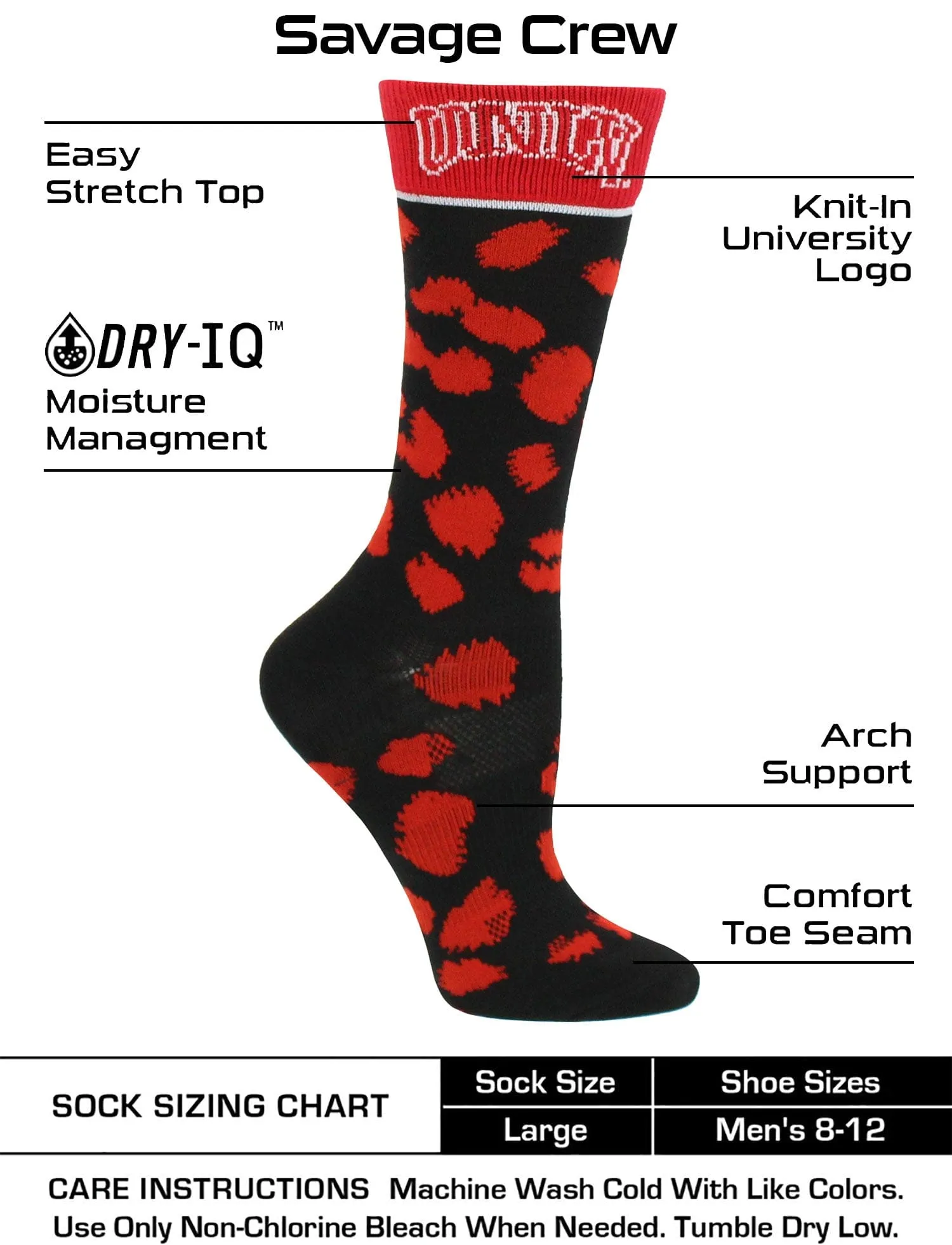 UNLV Rebels Socks Womens Savage Crew Socks