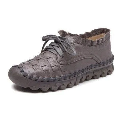 Women's Casual Shoes GCSGR24 Handmade Leather Flat Loafers