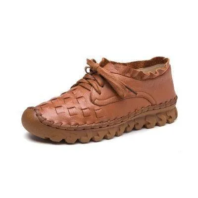 Women's Casual Shoes GCSGR24 Handmade Leather Flat Loafers