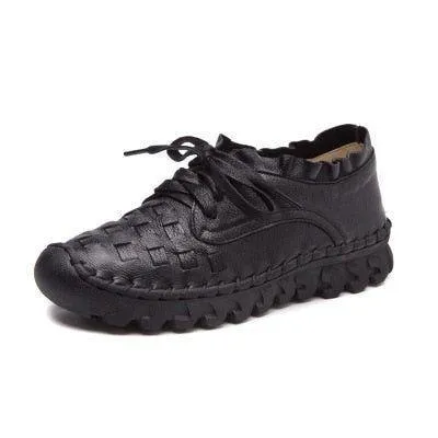 Women's Casual Shoes GCSGR24 Handmade Leather Flat Loafers