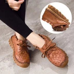 Women's Casual Shoes GCSGR24 Handmade Leather Flat Loafers