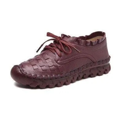 Women's Casual Shoes GCSGR24 Handmade Leather Flat Loafers