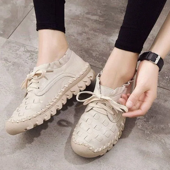 Women's Casual Shoes GCSGR24 Handmade Leather Flat Loafers