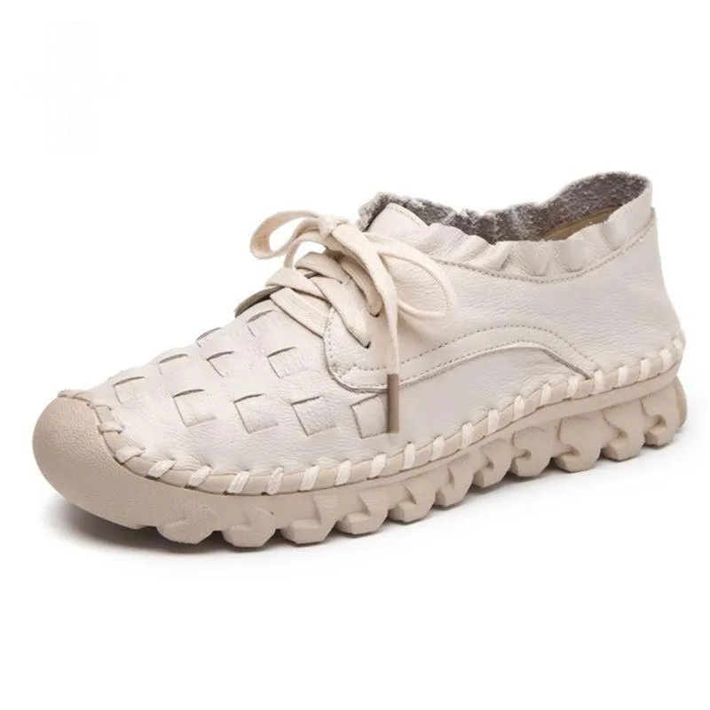 Women's Casual Shoes GCSGR24 Handmade Leather Flat Loafers