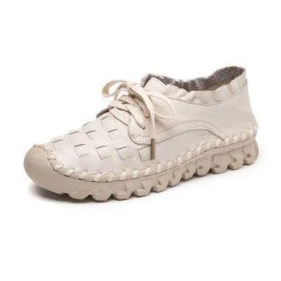 Women's Casual Shoes GCSGR24 Handmade Leather Flat Loafers